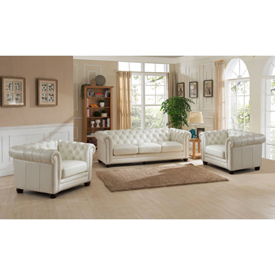 Amax Nashville 3 Piece Leather Living Room Set