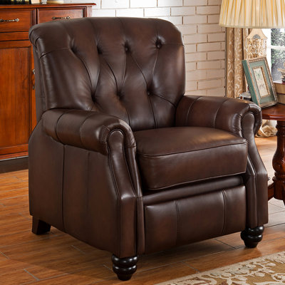 Amax Carolina Top Grain Leather Pushback Recliner