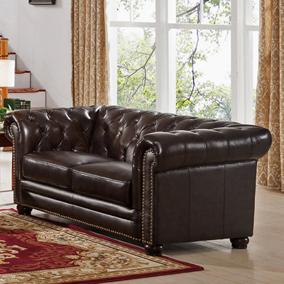 Amax Kensington Top Grain Leather Chesterfield L..