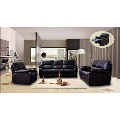 Living In Style Orleans 3 Piece Printed Leather Fabric Living Room Set