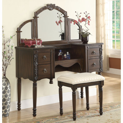Infini Furnishings Makeup Vanity Set with Mirror