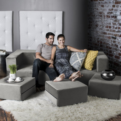 Latitude Run Colbie Convertible Sleeper Sofa with Ottomans