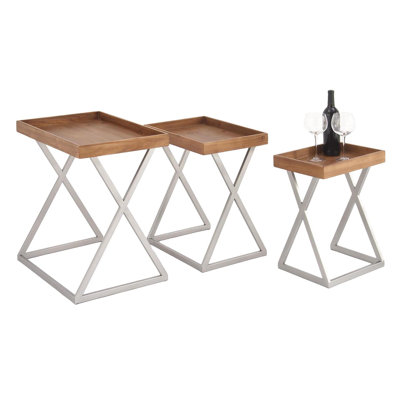 Urban Designs Rustic Wood Tray 3 Piece..