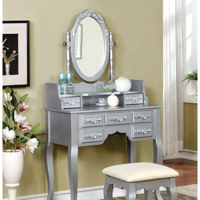 A&J Homes Studio Lisa Vanity Set with Mirror