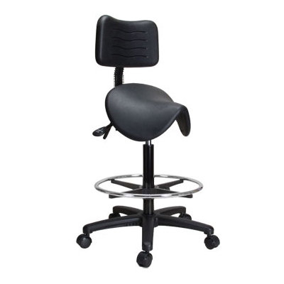 Perch Chairs & Stools Height Adjustable Saddle Stool with Back and Foot Ring
