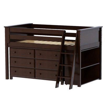 Jackpot! Twin Loft Bed with Dresser and Bookcase