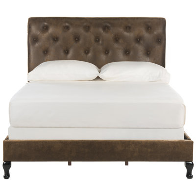 Loon Peak Red Oak Upholstered Panel Bed