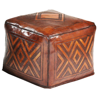 New World Trading Diamond Saddle Leather Ottoman