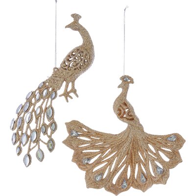 Glitter gem peacock ornaments