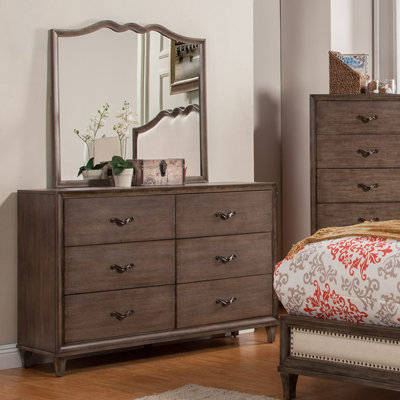 Alpine Furniture Charleston 6 Drawer Dresser wit..