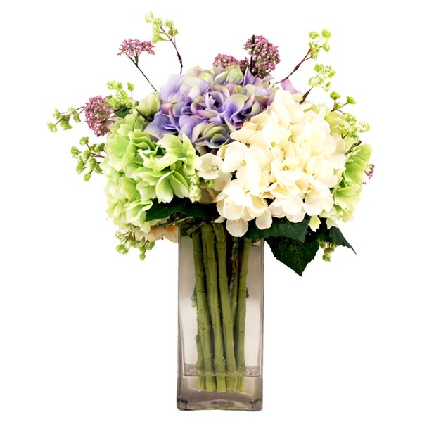 Faux White Hydrangea & Lavender