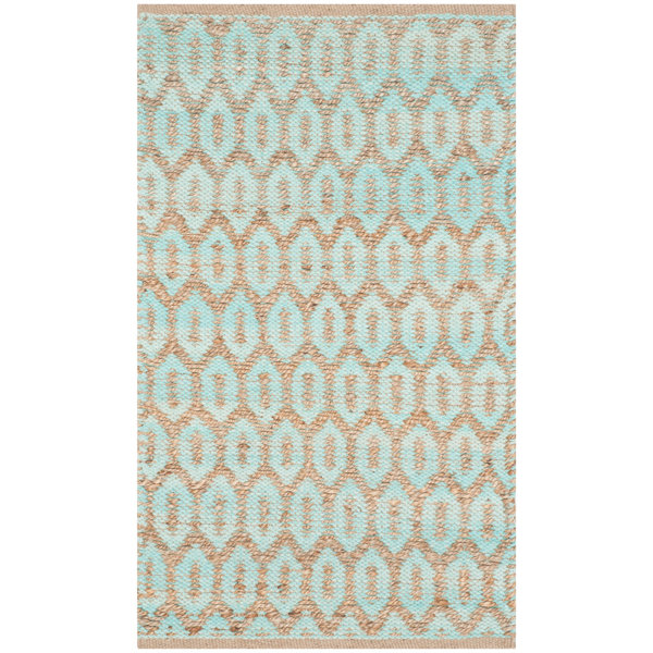 Cape Cod Hand Woven Natural Turquoise Area Rug DBQ975K 35