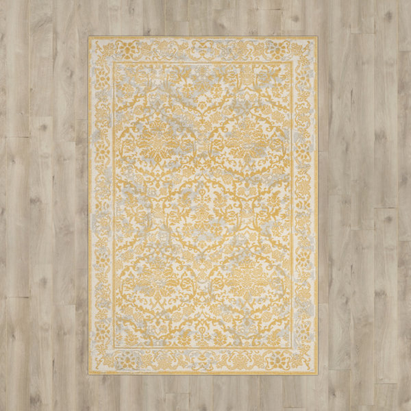 Hayley Ivory/Gold Area Rug & Reviews Joss & Main