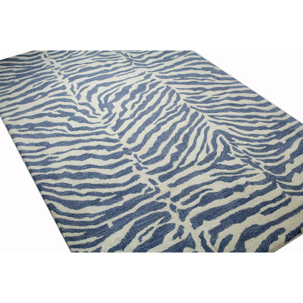 Sabri Blue Animal Print Wool HandTufted Area Rug & Reviews Joss & Main