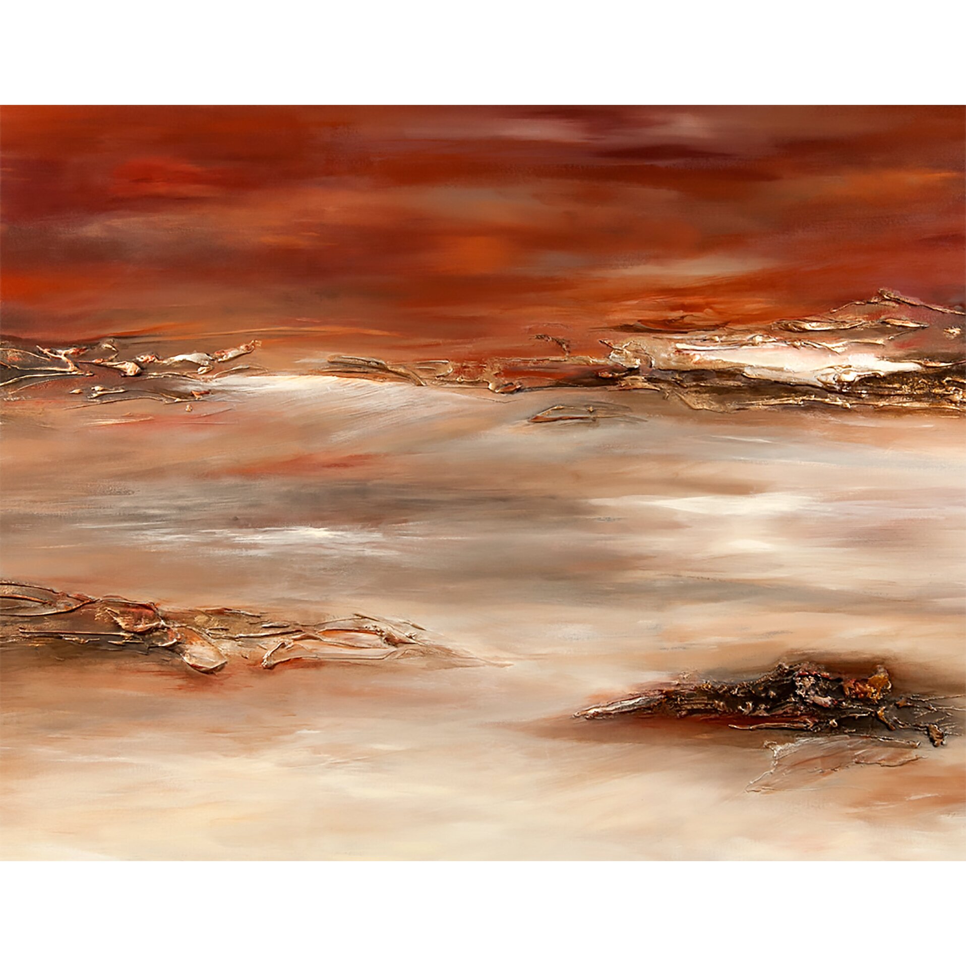 PTM Images Earth Tone Abstract Painting Print on Wrapped Canvas | Wayfair