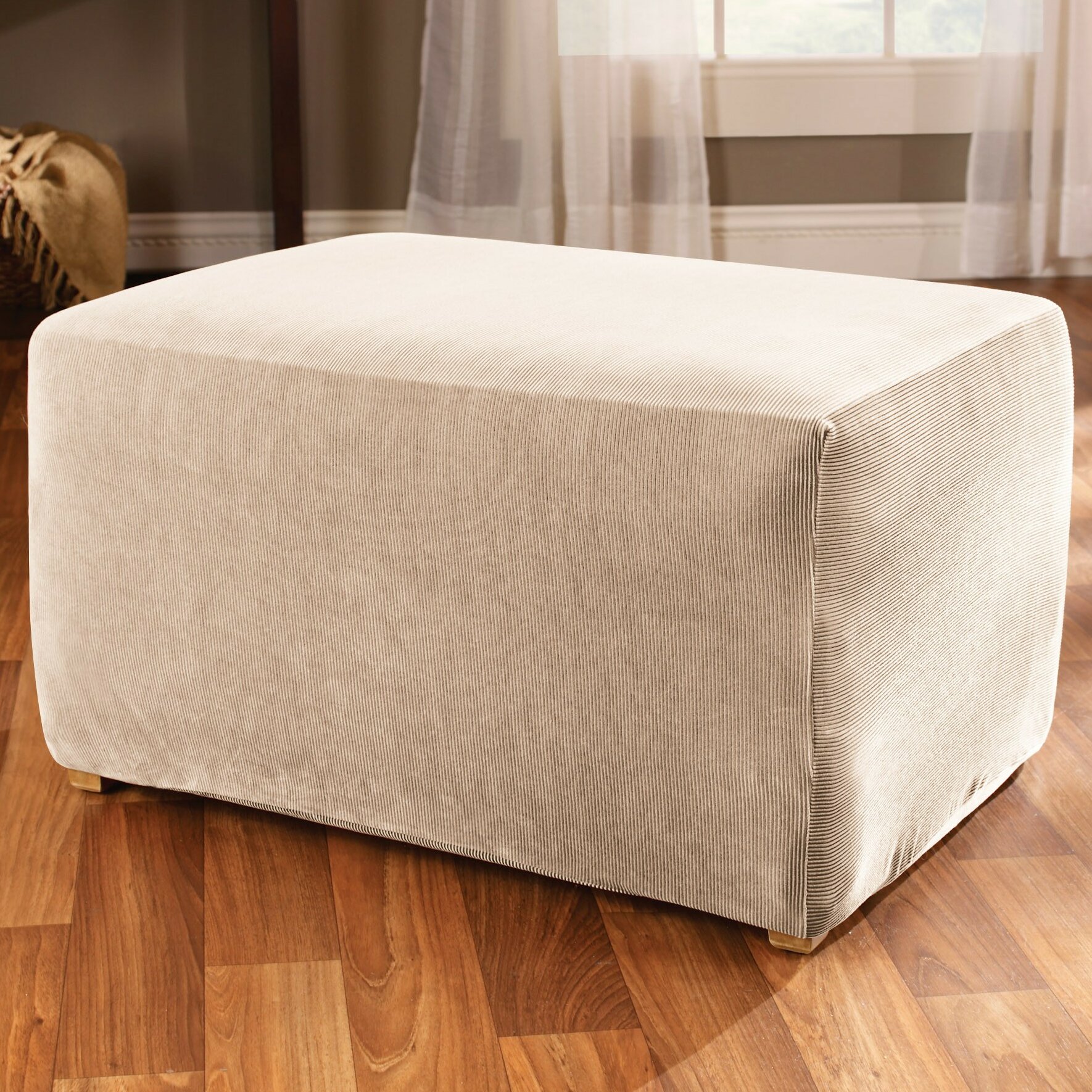 Sure Fit Stretch Stripe Ottoman Slipcover And Reviews Wayfair