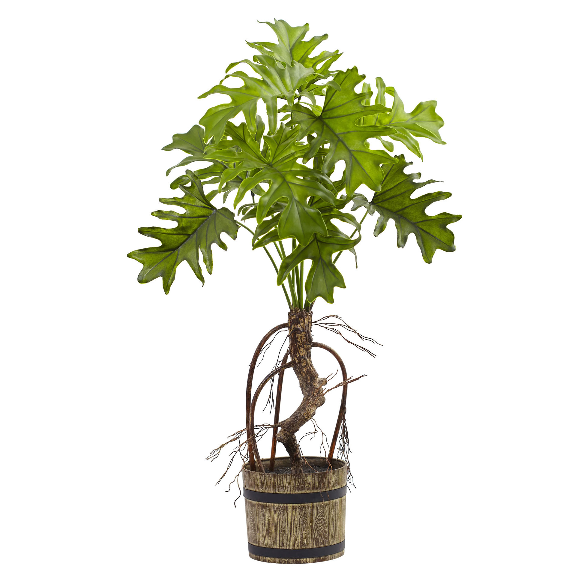 Nearly Natural Split Philo Plant in Bucket Planter Wayfair.ca