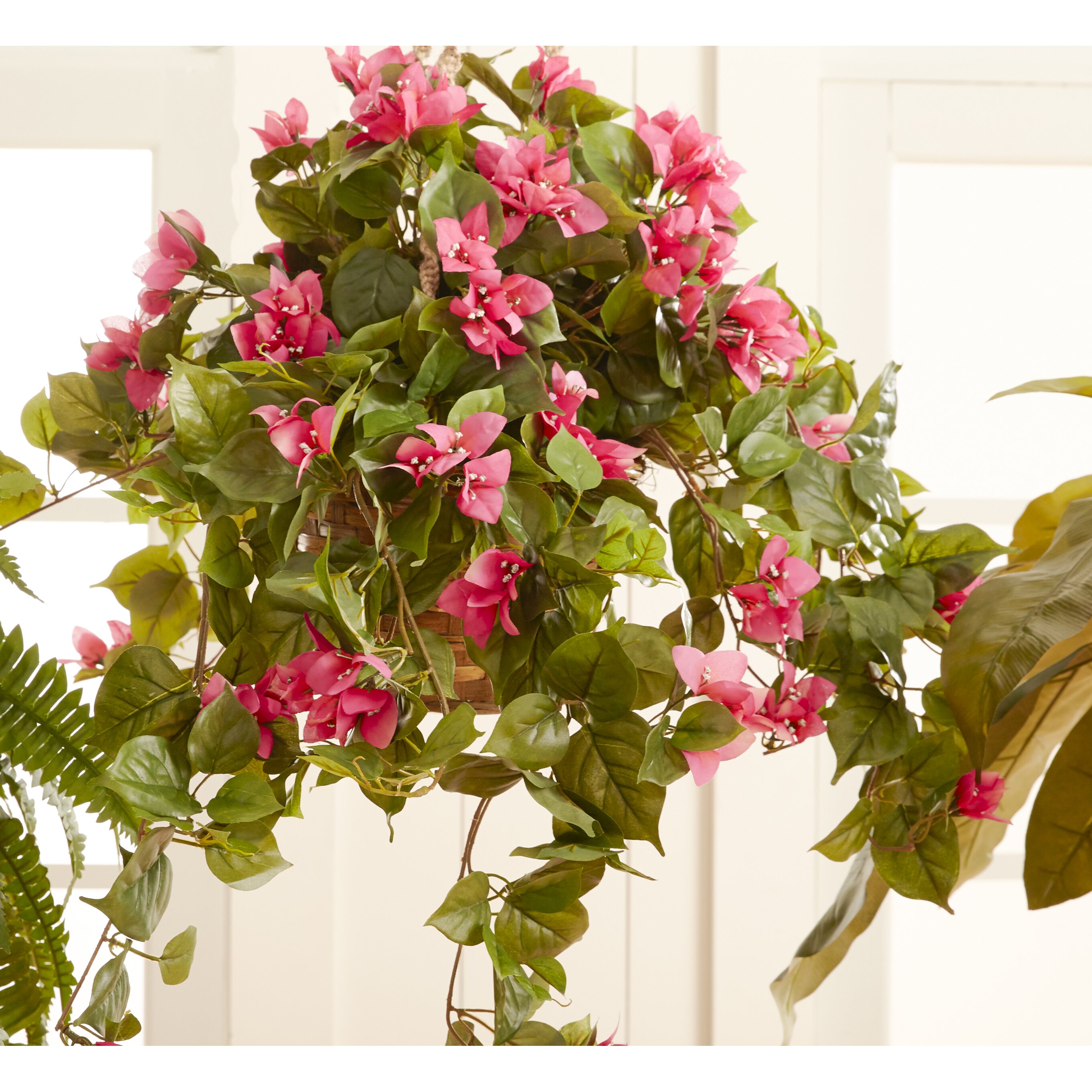 Nearly Natural Nearly Natural Bougainvillea Hanging Plant in Basket ...