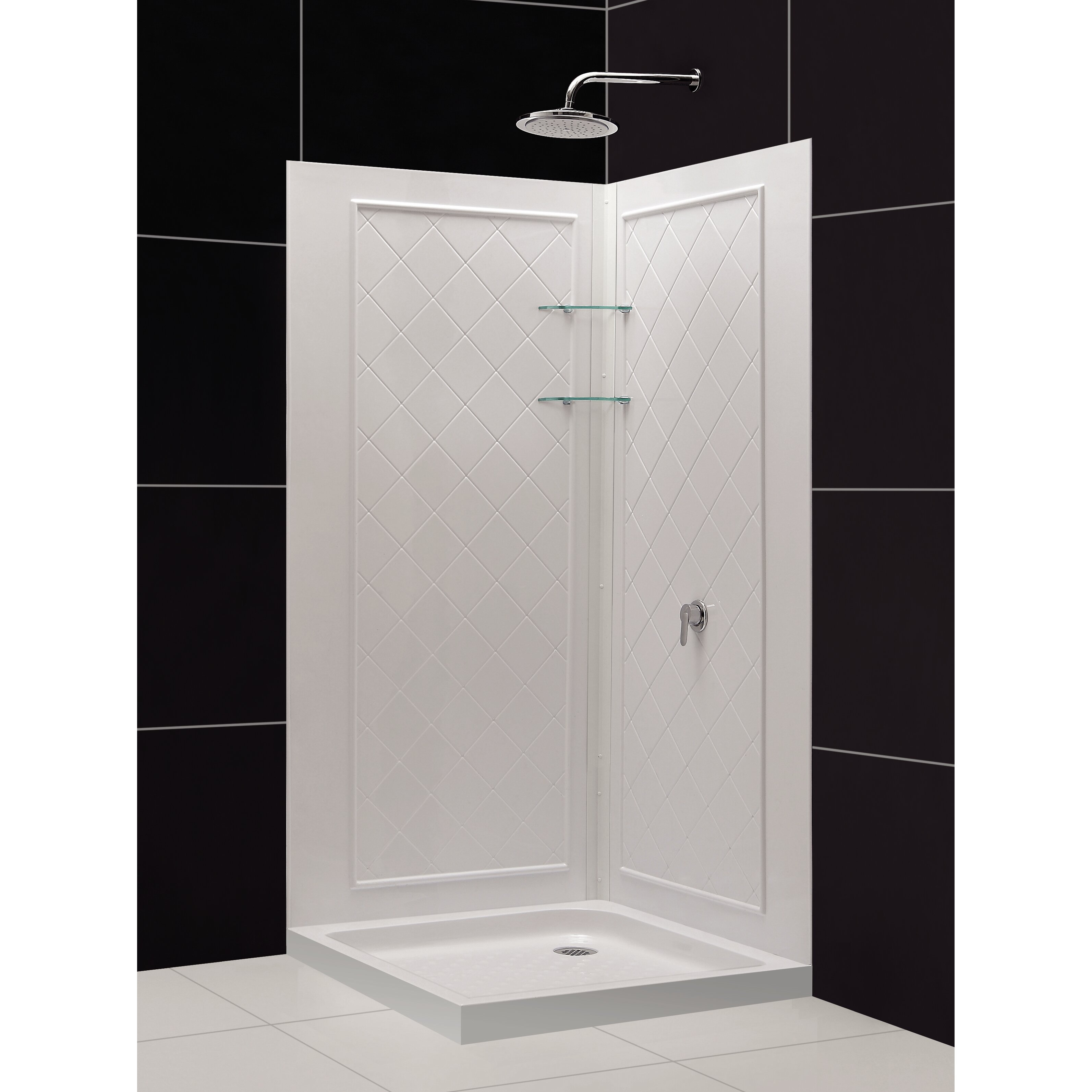 Dreamline Flex 32 W X 7675 H X 32 D Frameless Shower Enclosure Backwall And Base Kit 