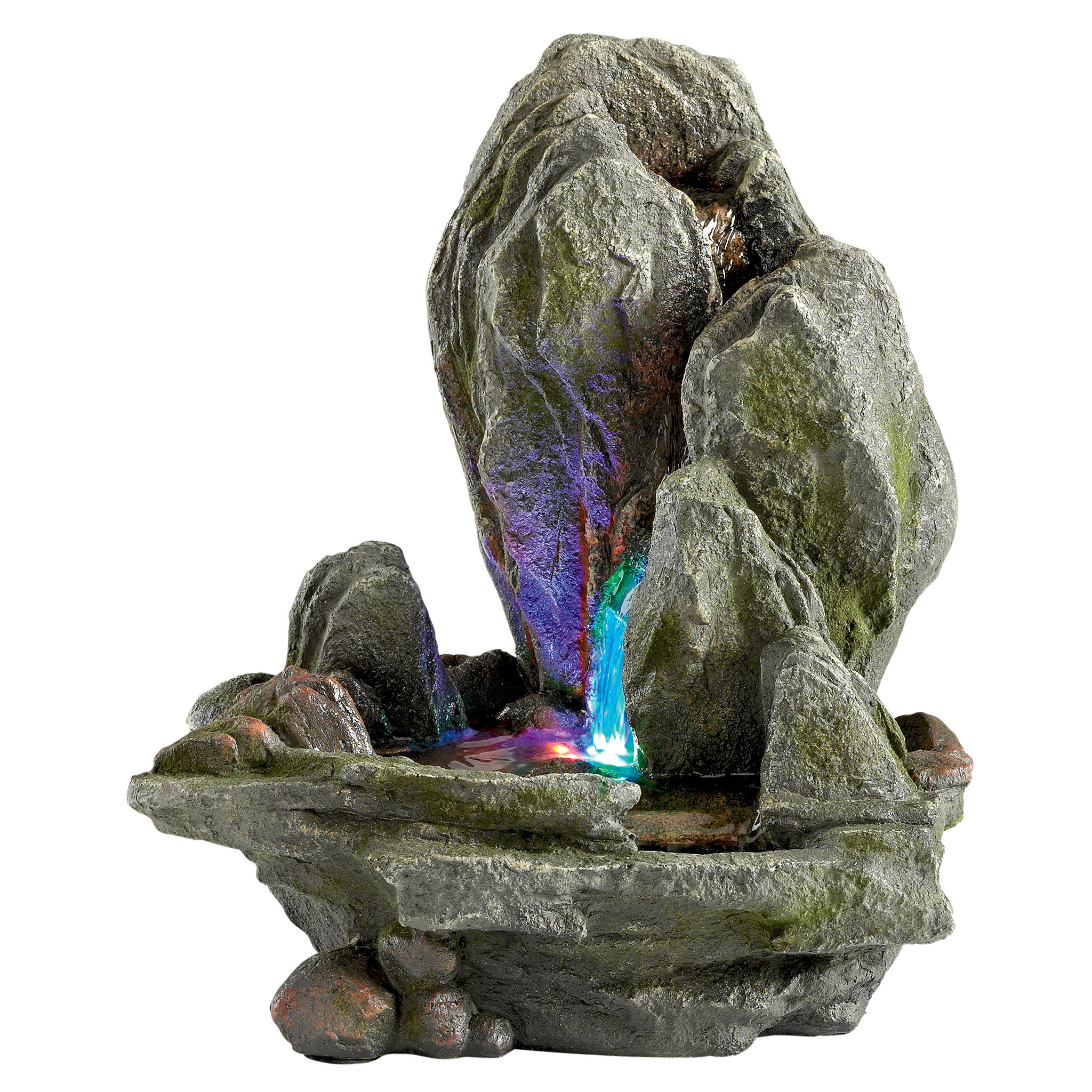 resin turtle cove cascading sculptural fountain with led light
