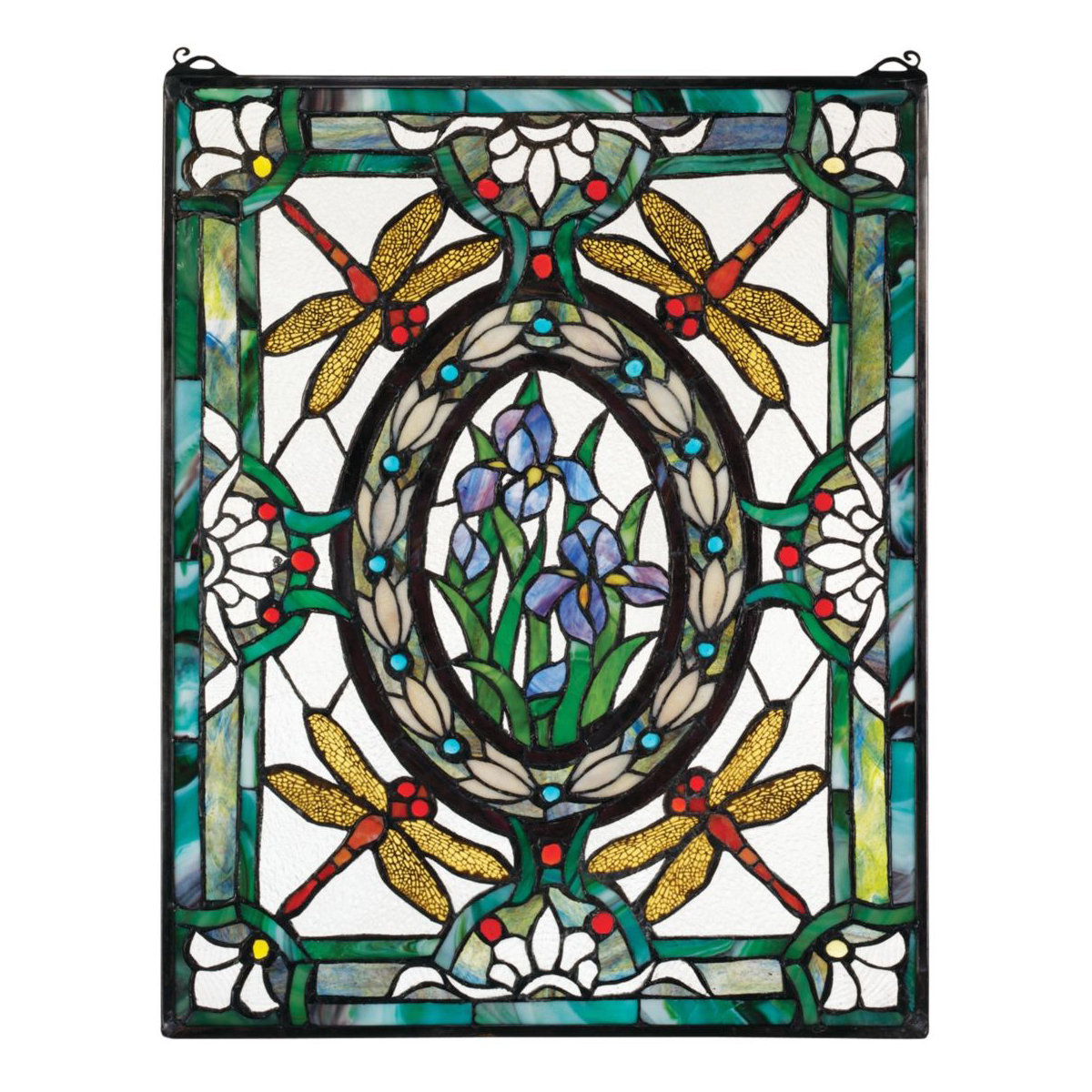 Design Toscano Dragonfly Floral Stained Glass Window & Reviews Wayfair