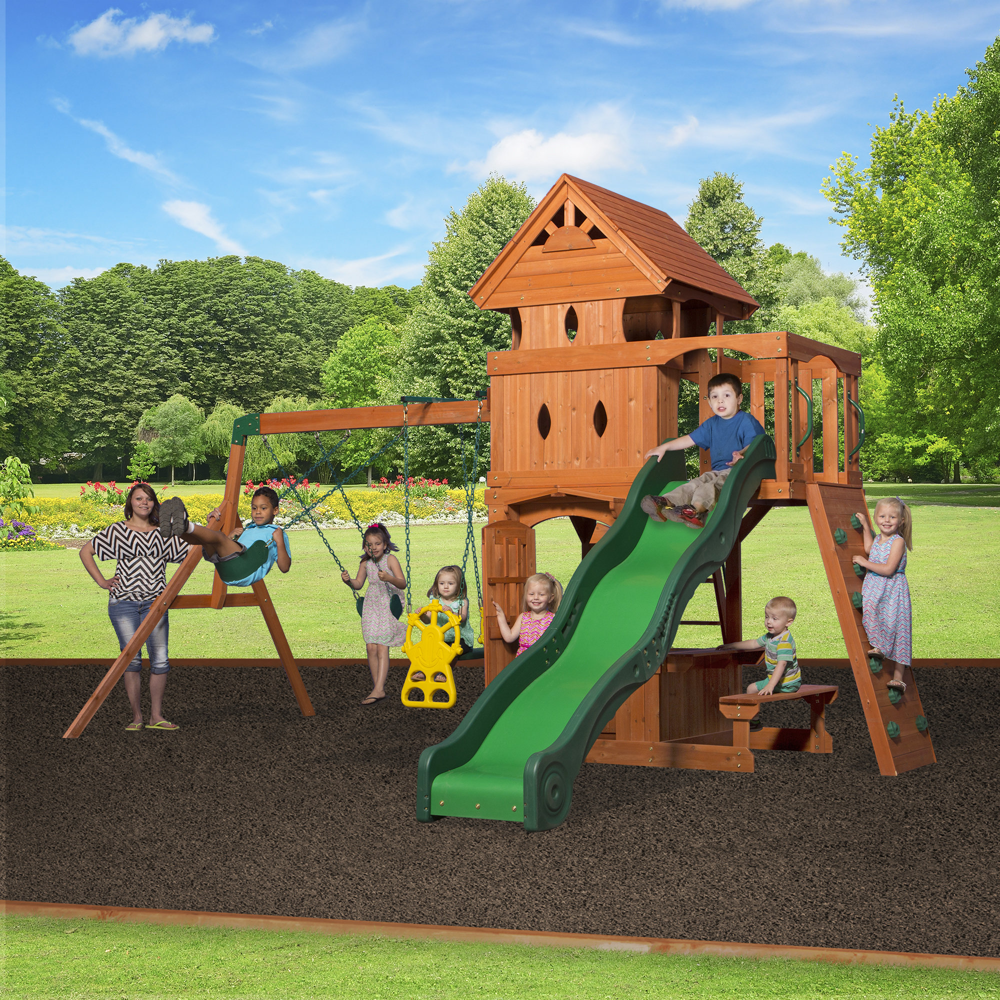 backyard discovery weston cedar swing set