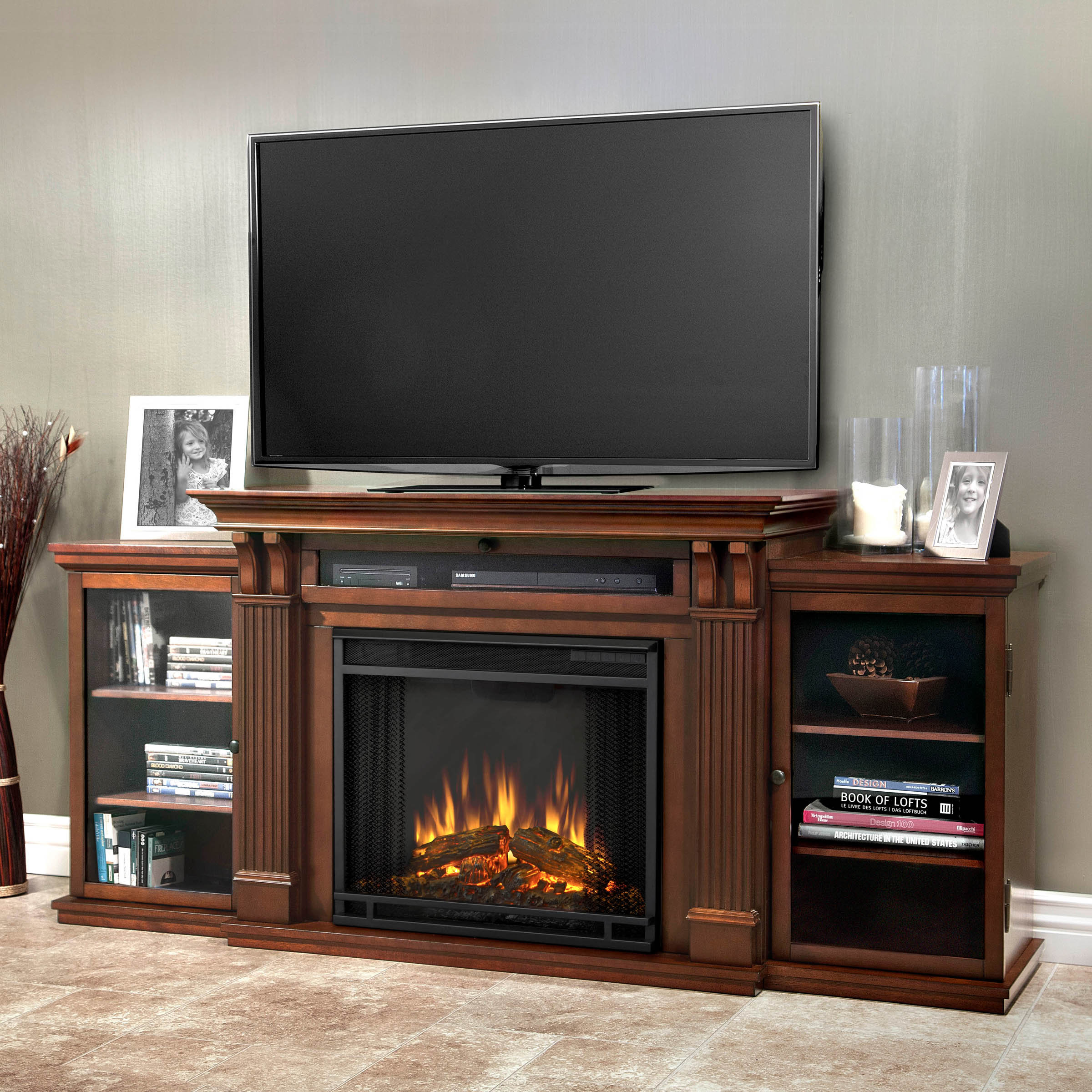 tv stand with fireplace