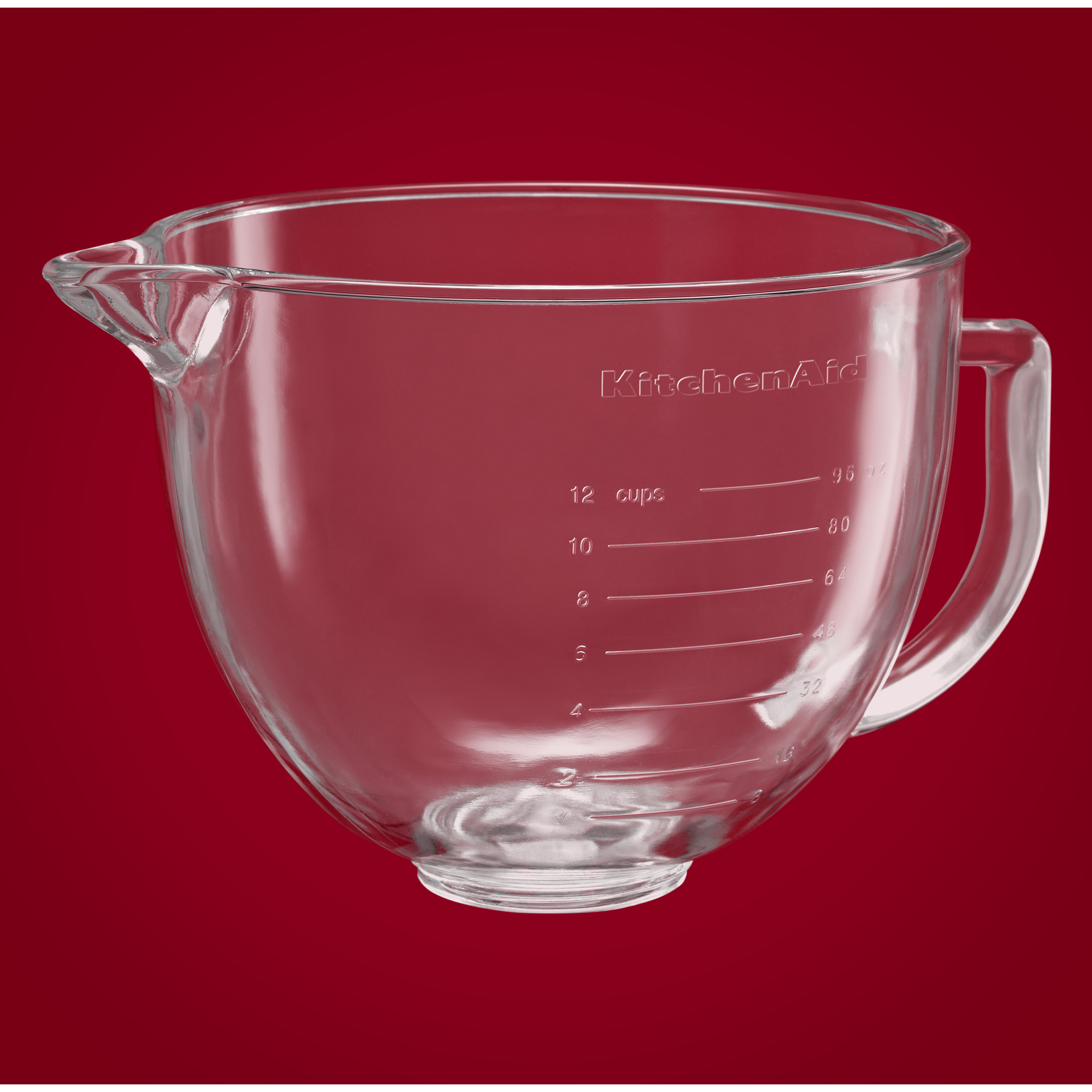 KitchenAid 5 Qt. Glass Bowl with Measurement Markings, Pour Spout & Lid