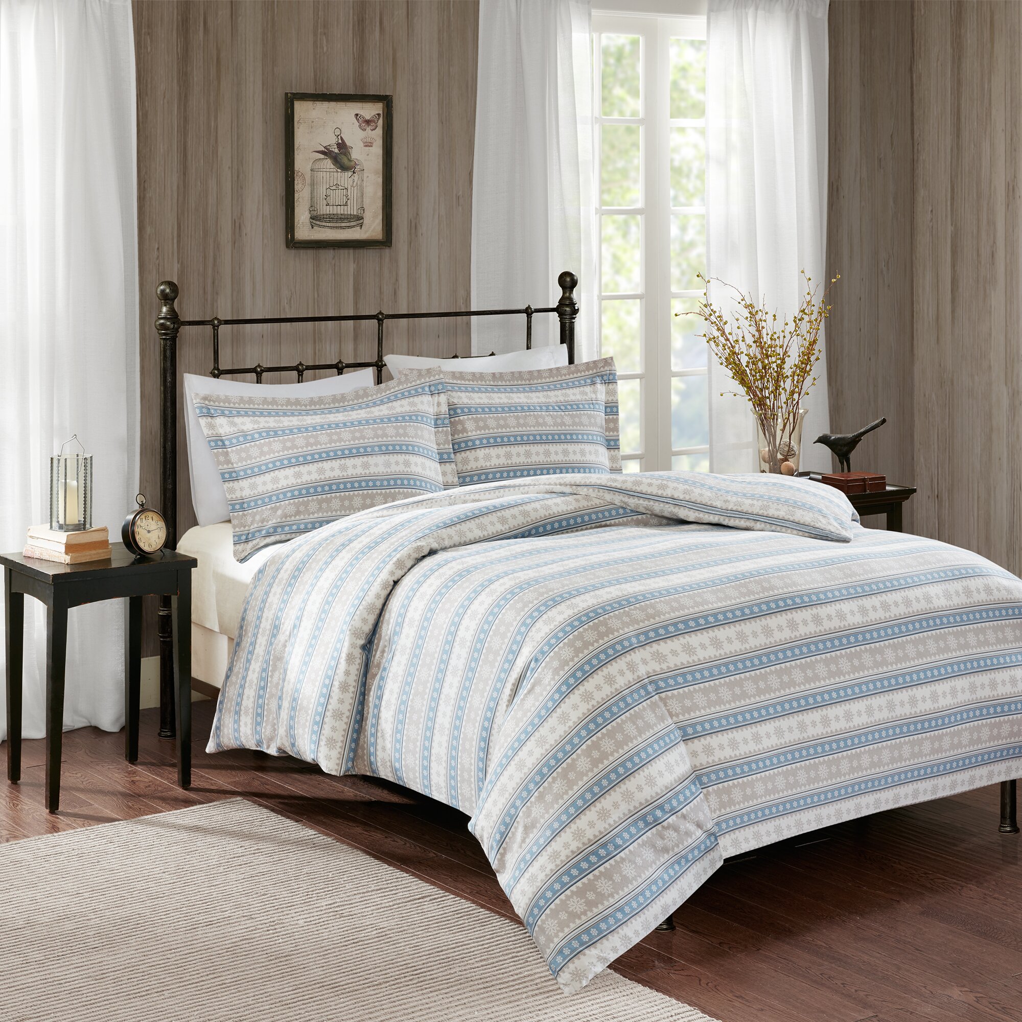 Woolrich Nordic Snowflake Flannel 3 Piece Comforter Set & Reviews | Wayfair