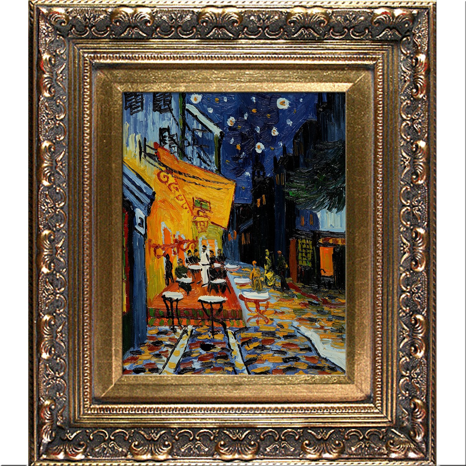 Tori Home Cafe Terrace at Night by Vincent Van Gogh Framed ...