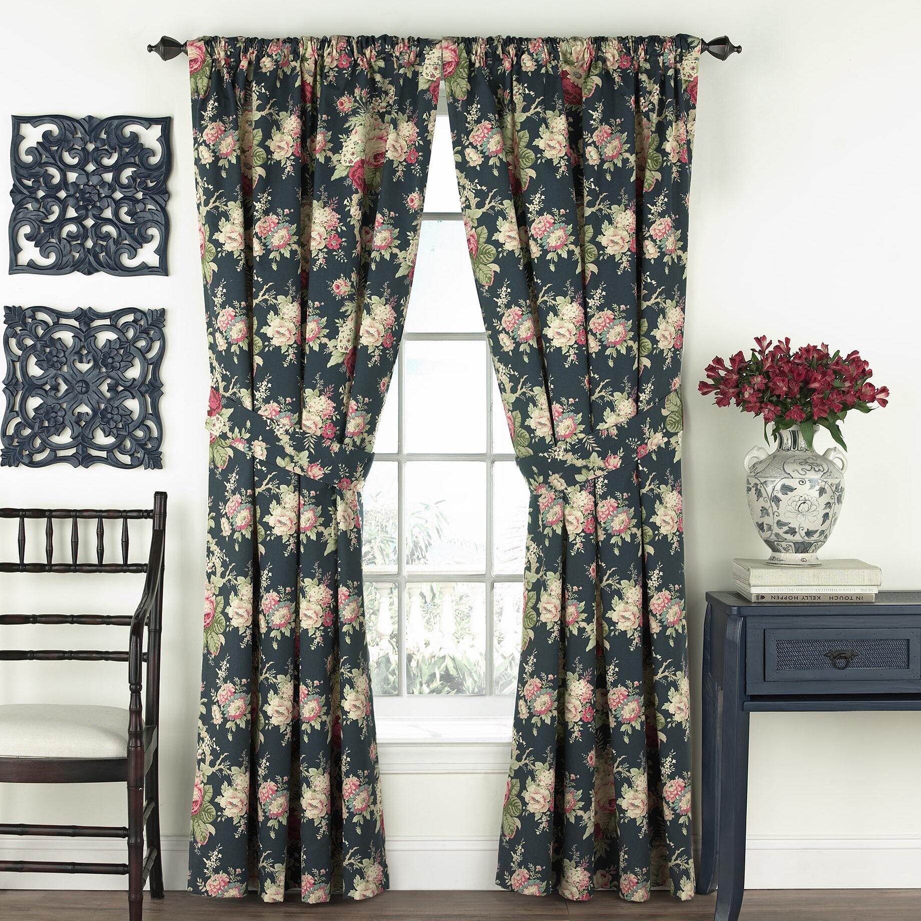 Waverly Sanctuary Rose Floral Curtain Panels  Reviews  Wayfair