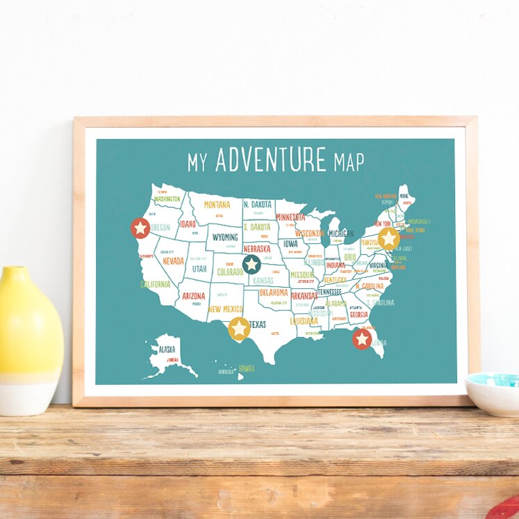 Children Inspire Design USA Personalized Adventure Map Paper Print ...