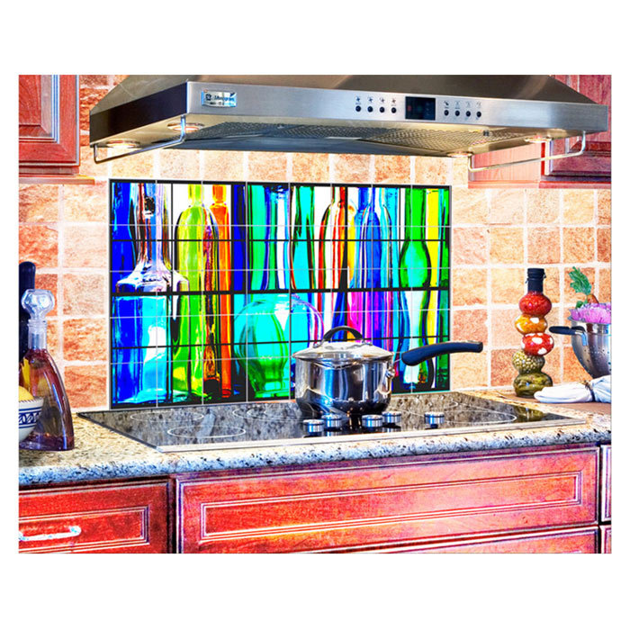 LMT Tile Murals Glass Bottles Kitchen Tile Mural in MultiColored
