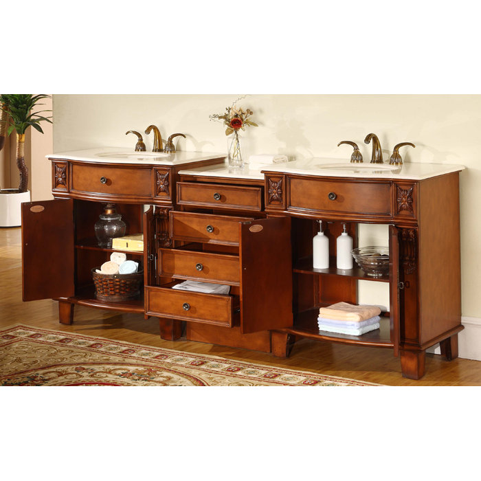 Silkroad Exclusive Savannah 84" Double Bathroom Vanity Set & Reviews