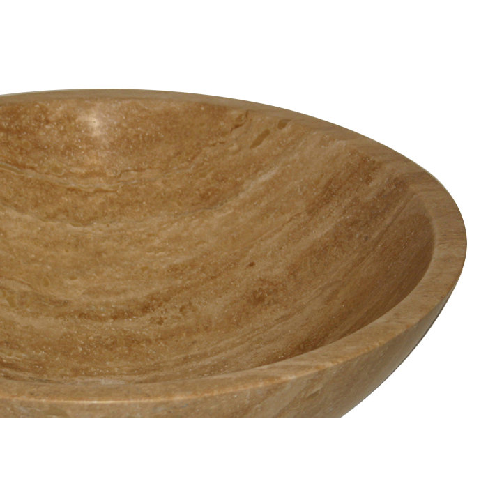 Silkroad Exclusive Travertine Stone Vessel Sink Bowl Bathroom Sink
