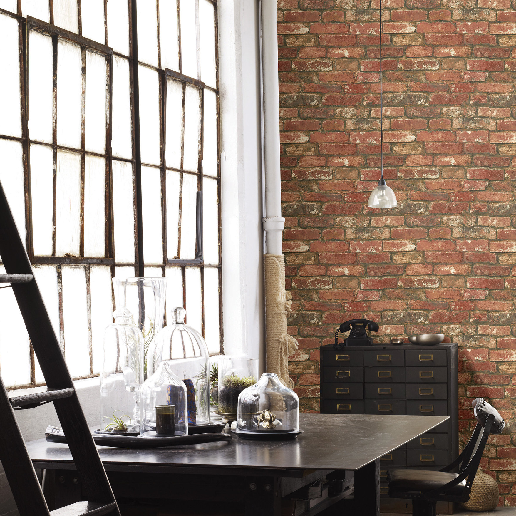 WallPops! NuWallpaper Peel and Stick 18' x 20.5" Brick, Wood and Stone Roll Wallpaper Wayfair