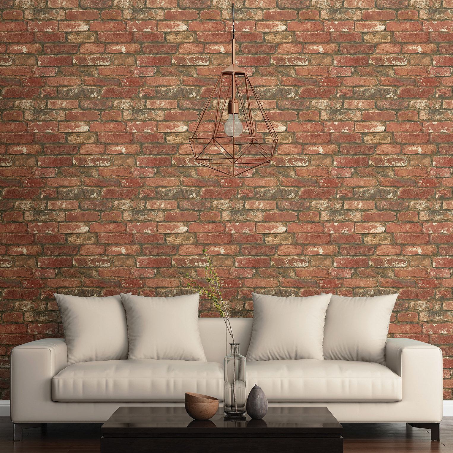 WallPops! NuWallpaper Peel and Stick 18' x 20.5" Brick, Wood and Stone Roll Wallpaper Wayfair