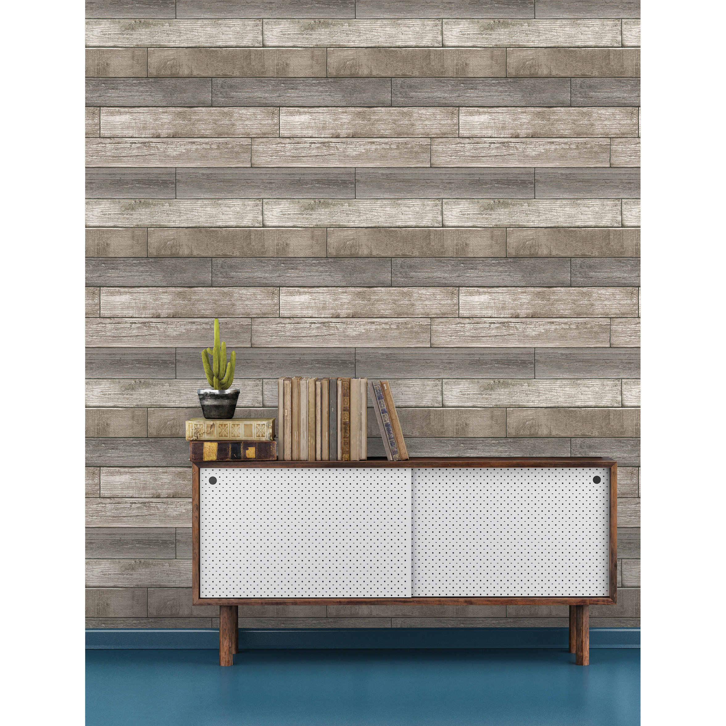 WallPops! Nu 18' x 20.5" Reclaimed Wood Plank Natural Peel