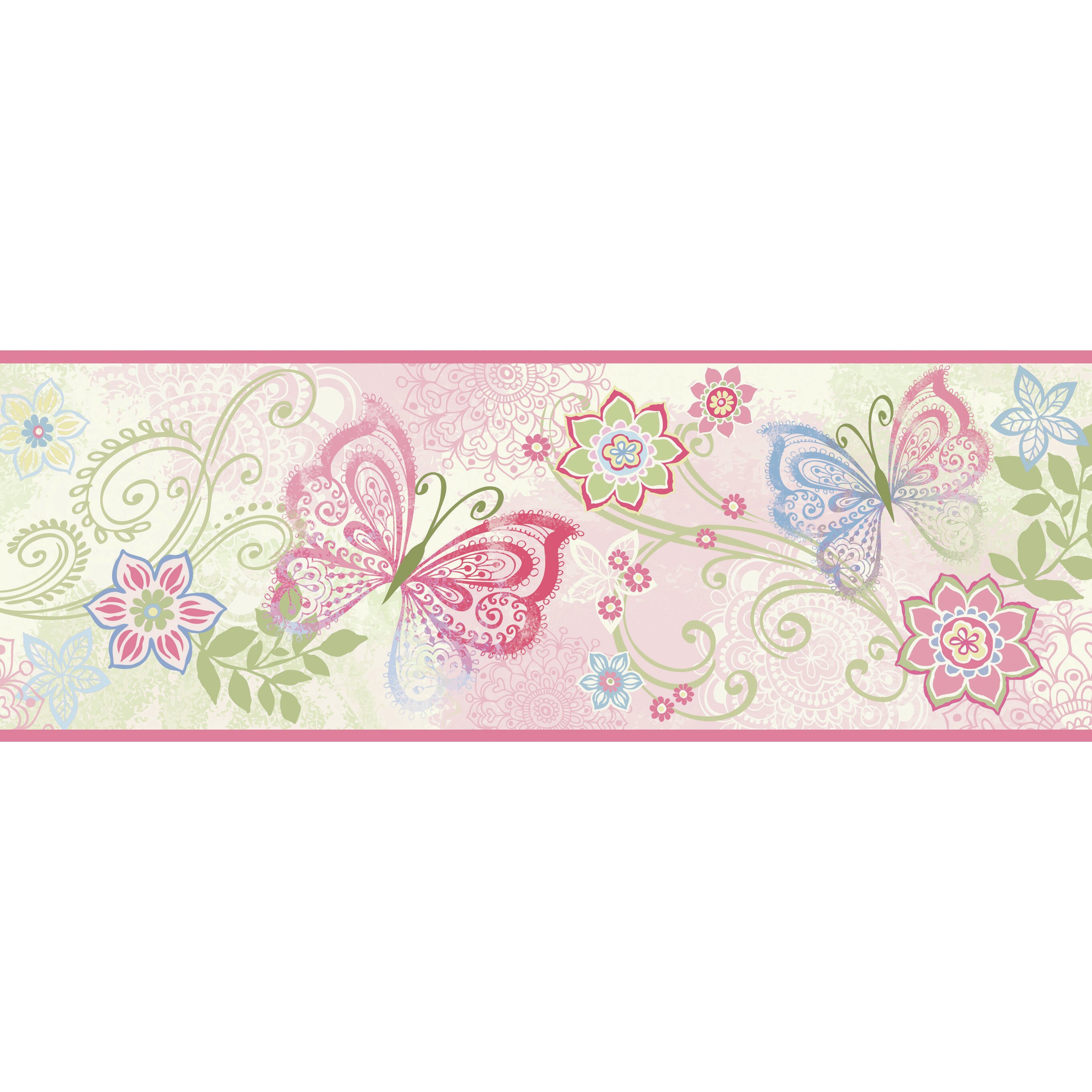 Brewster Home Fashions Borders by Chesapeake Fantasia Boho Butterflies 15 x 6