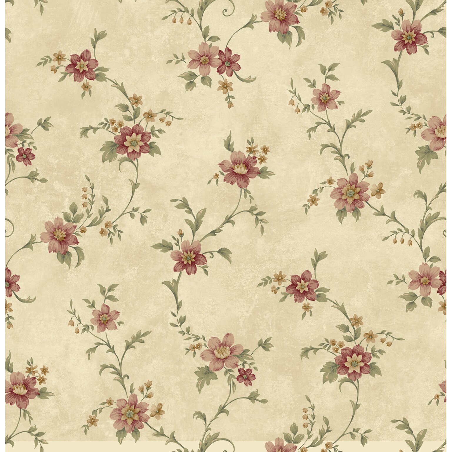 Brewster Home Fashions Cottage Garden Elizabeth 33' X 20.5" Floral 3D ...