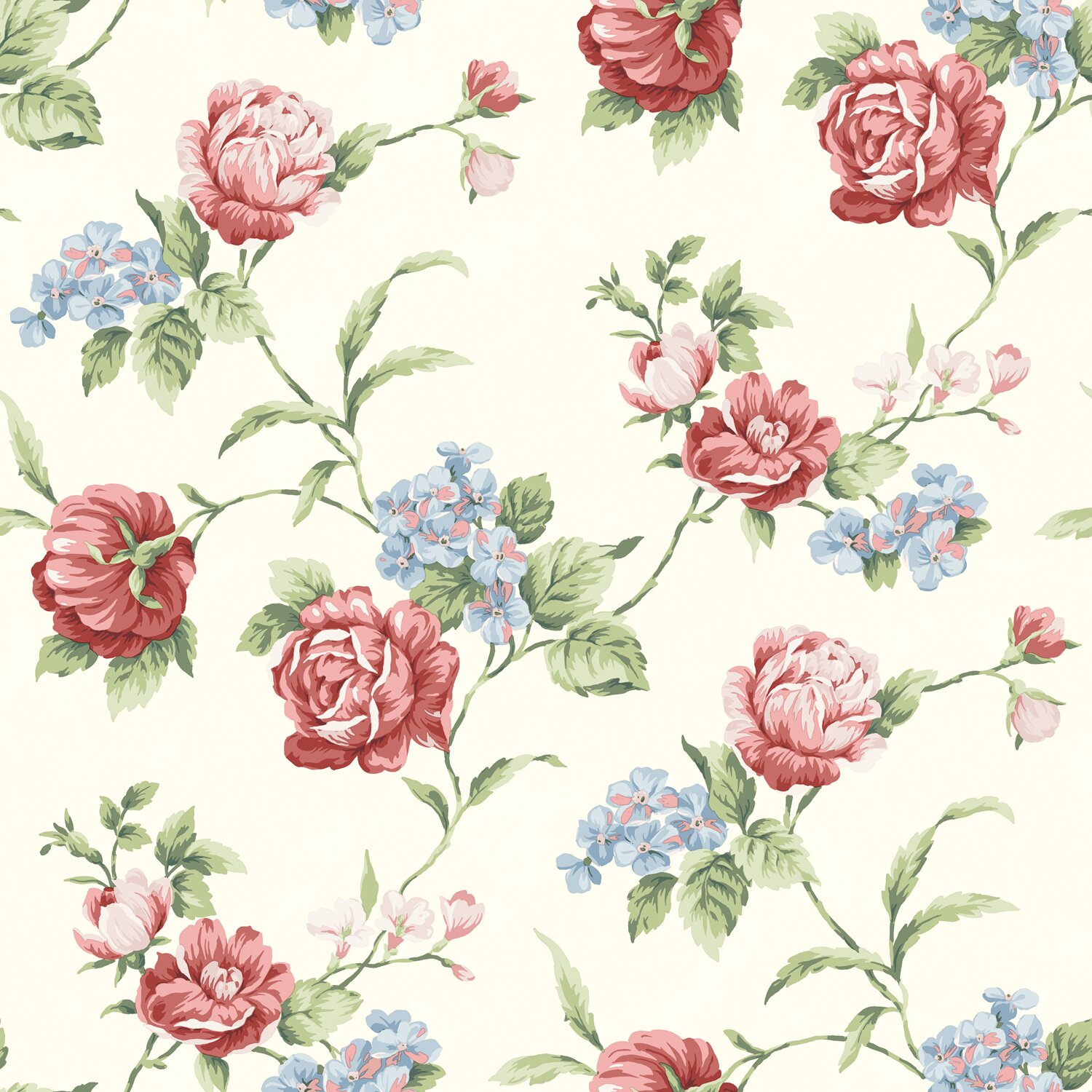 Brewster Home Fashions Cottage Garden Gleason Rose 33' X 20.5" Floral ...