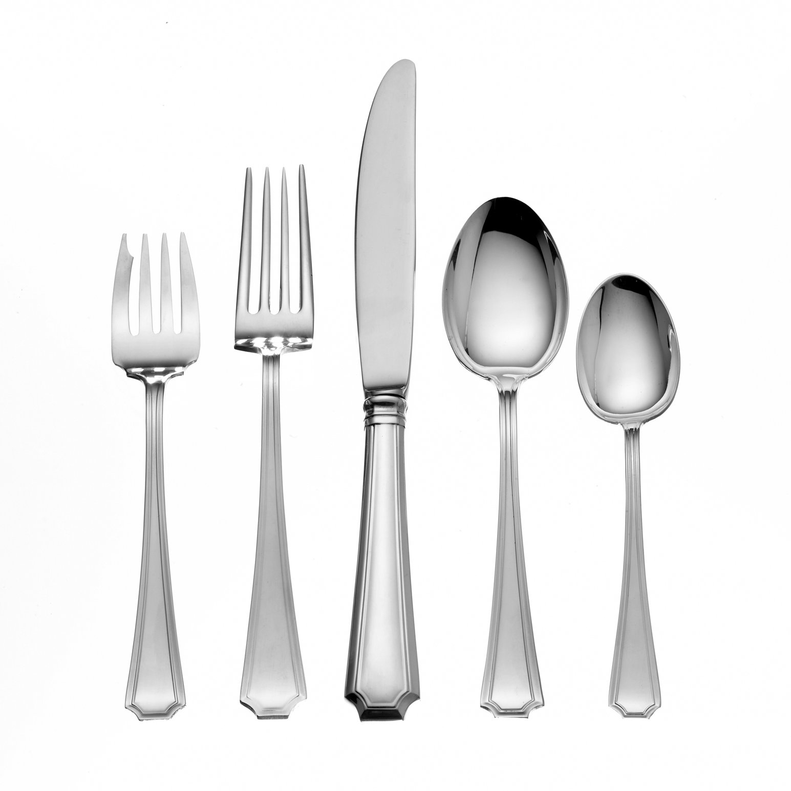 Gorham Sterling Silver Fairfax 5 Piece Dinner Flatware Set with Cream