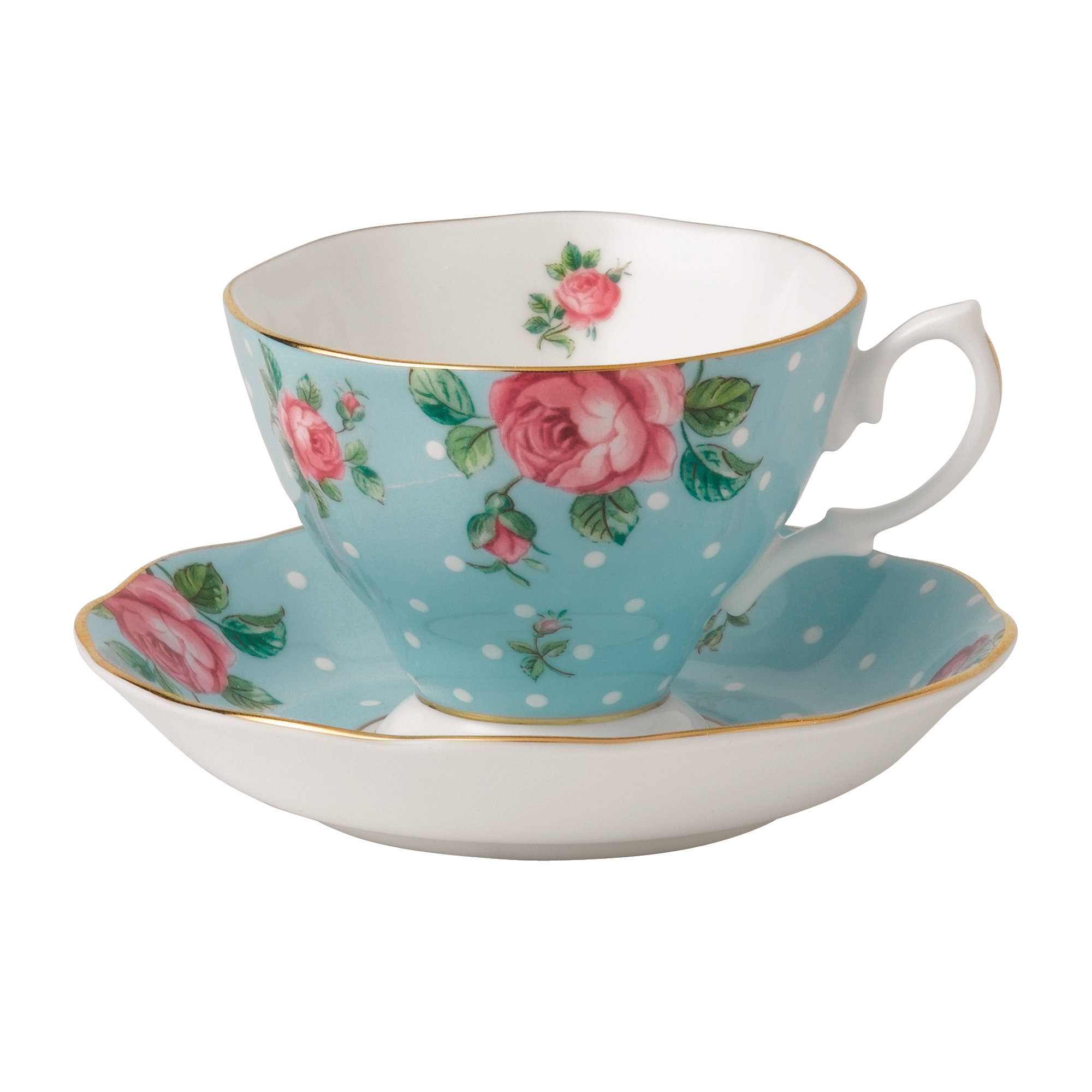 Royal Albert Polka Blue Formal Vintage Teacup and Saucer & Reviews