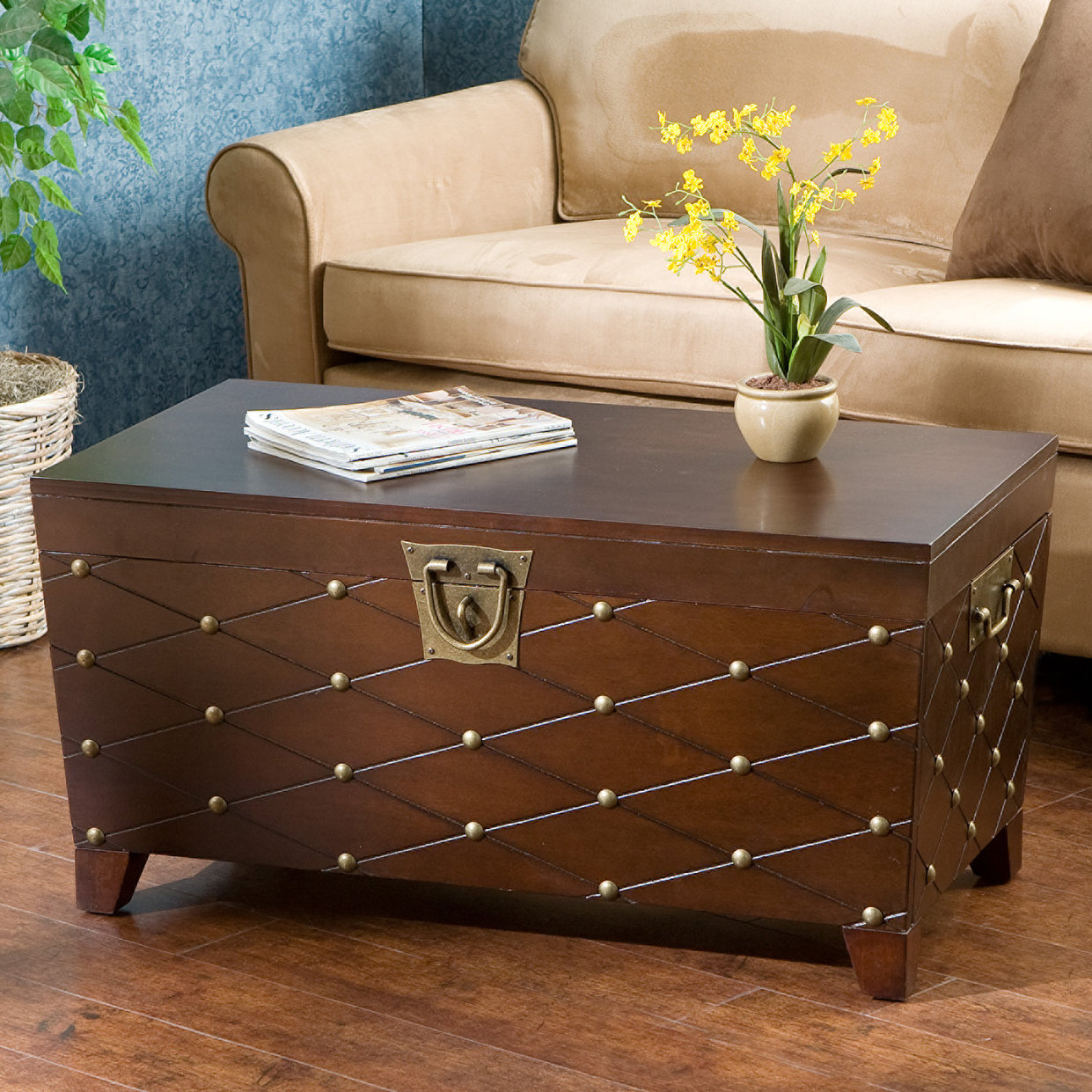 Astoria Grand Cainhoe Nailhead Trunk Coffee Table ...