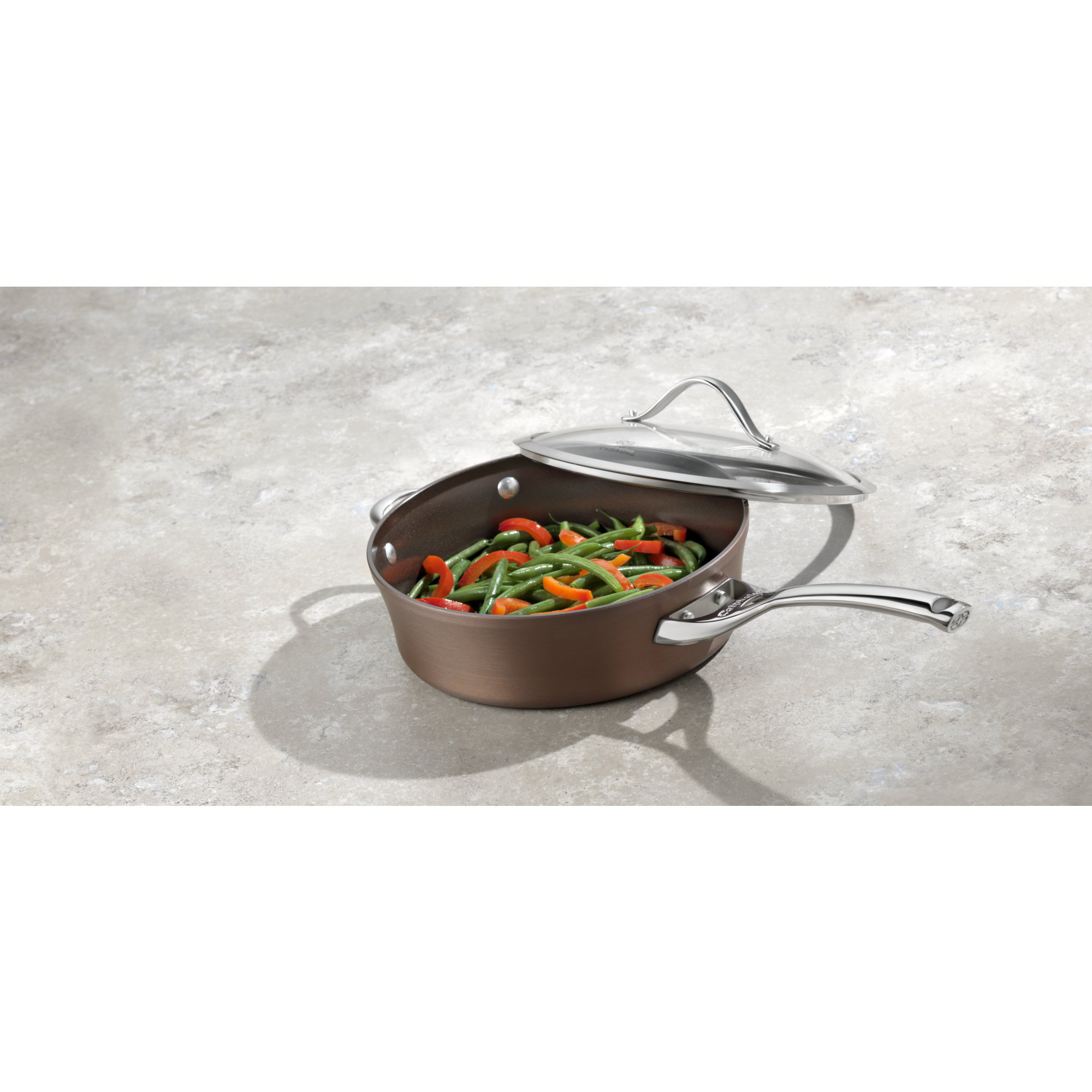 Calphalon Contemporary Nonstick Bronze Saute Pan with Lid & Reviews
