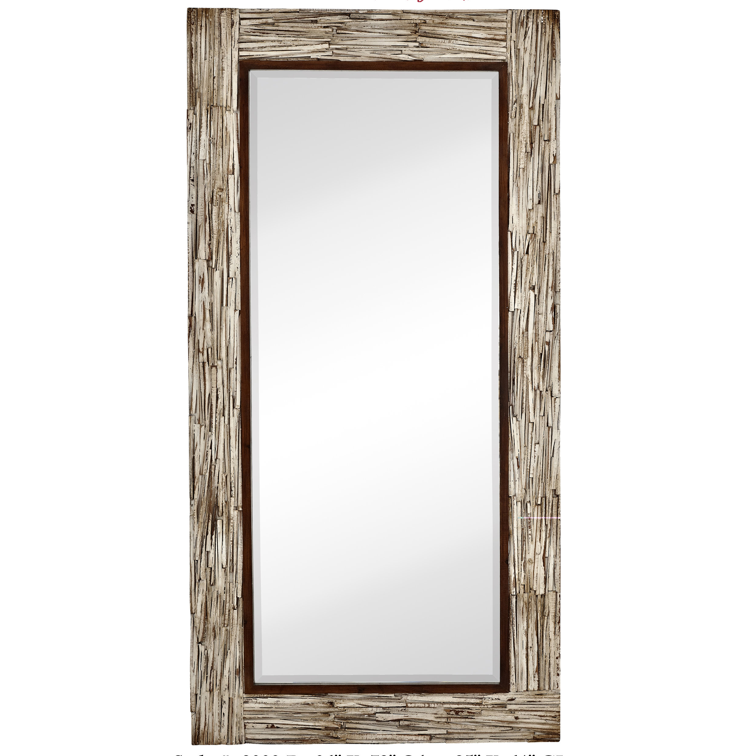Majestic Mirror Large Rectangular White Washed Wood Framed Beveled