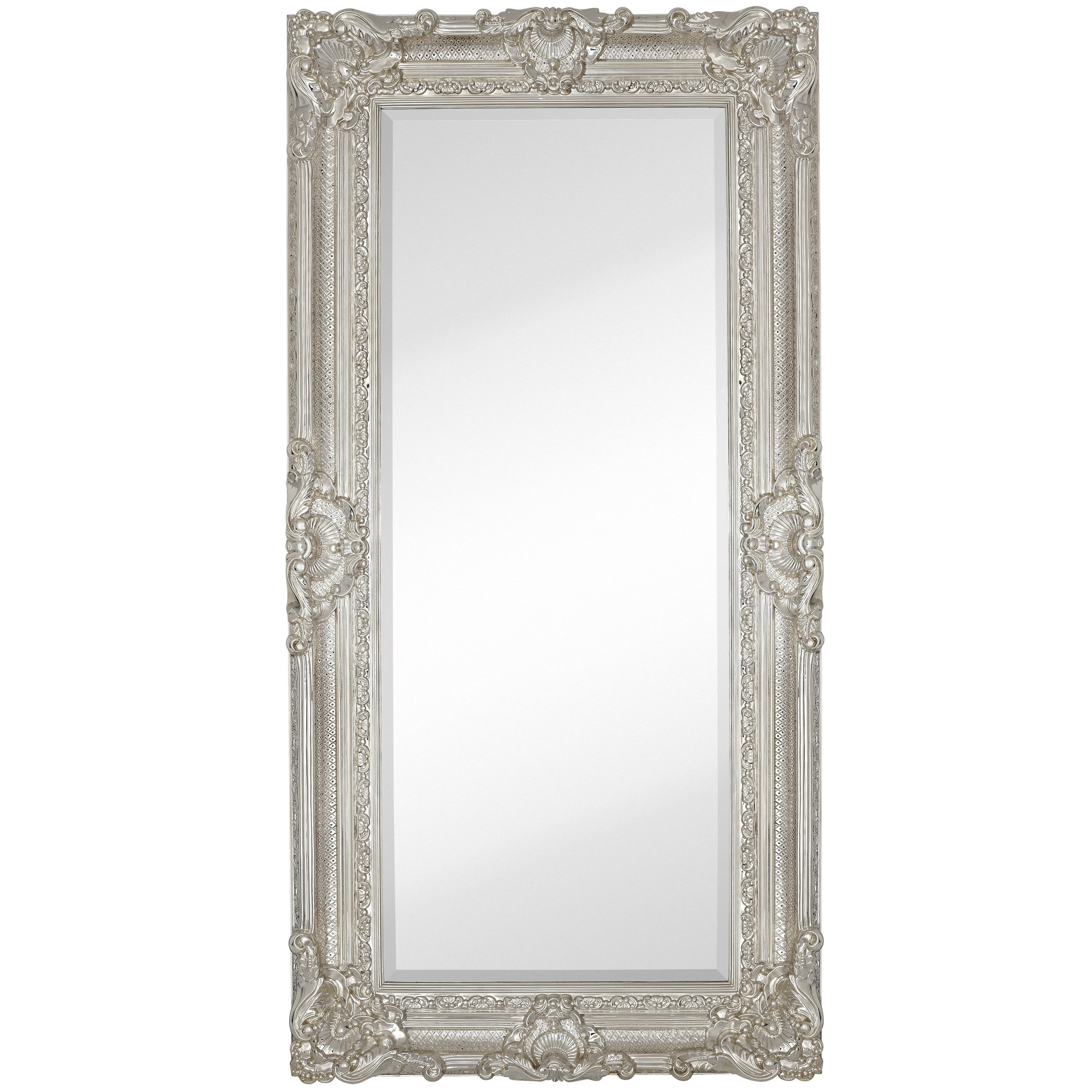 Majestic Mirror Large Traditional Polished Chrome Rectangular Beveled Glass Framed Wall Mirror