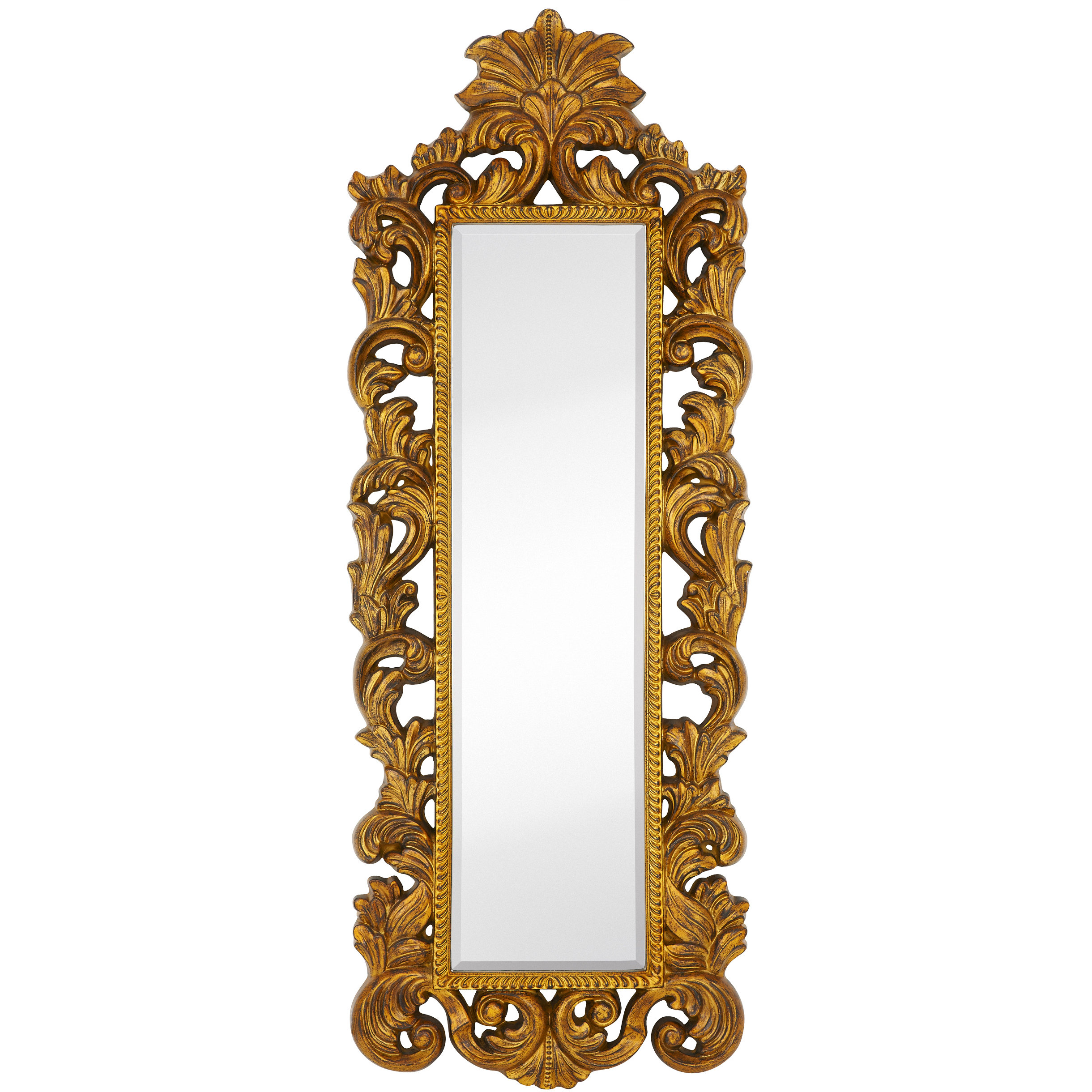Majestic Mirror Tall Narrow Mirror Leaf with Black Rub Frame & Reviews Wayfair