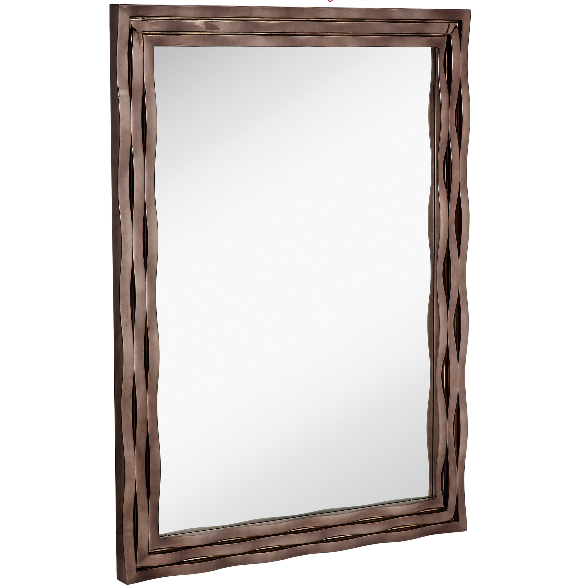 Majestic Mirror Large Modern Rectangular Mirror with Smoked Chrome Wavy