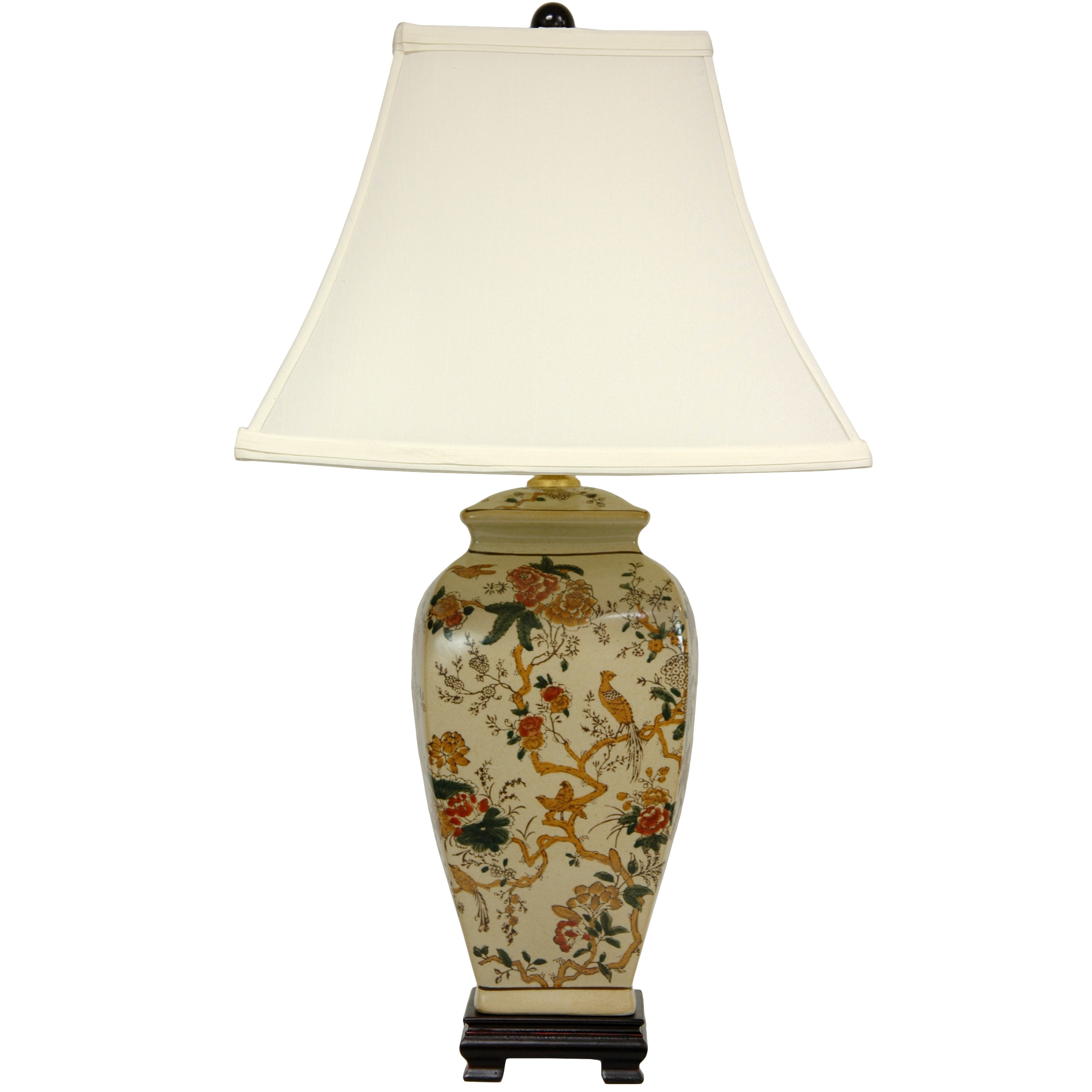 Oriental Furniture Autumn Birds and Flowers Vase 25" Table Lamp